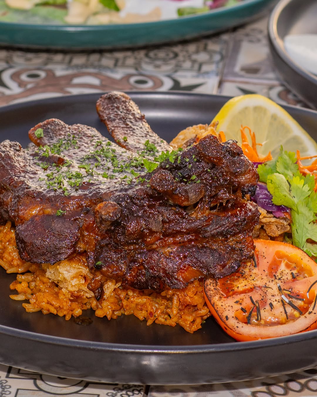 Smoked BBQ Ribs on Paella Rice