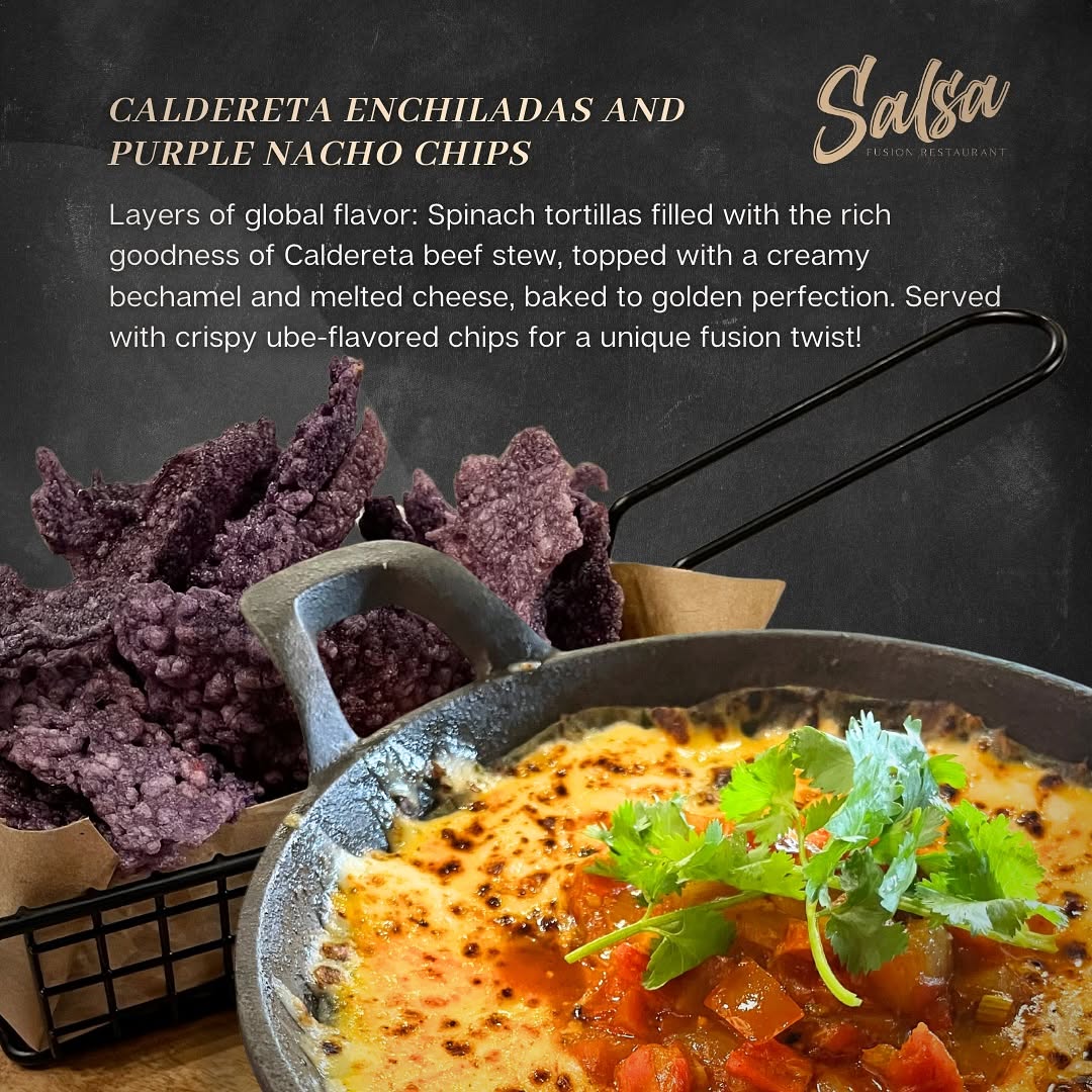 Caldereta Enchiladas and Purple Nacho Chips